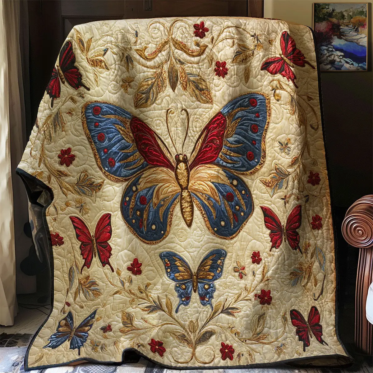 Butterfly Victorian Revival Quilt Blanket Cozy Throw Blanket Best Xmas Butterfly Lovers Gifts