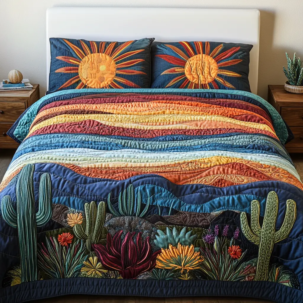 Cactus Garden Quilted Bedding Set Best Bedding Sets Great Gifts For Mom