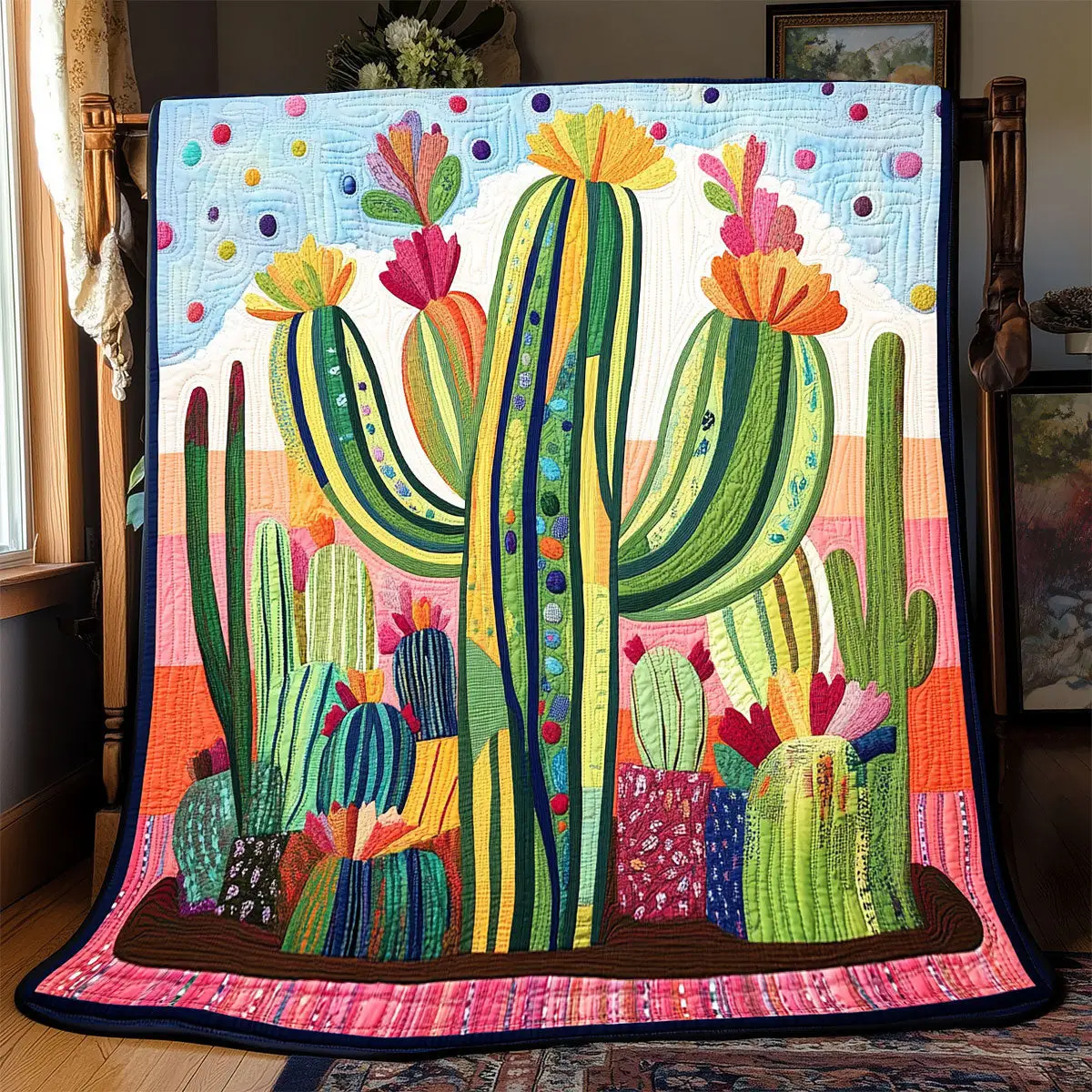Cactus Quilt Blankets Best Throw Blanket Perfect Mother' Day Gifts Cactus Quilt Blankets Best Throw Blanket Perfect Mother' Day Gifts - Image 1