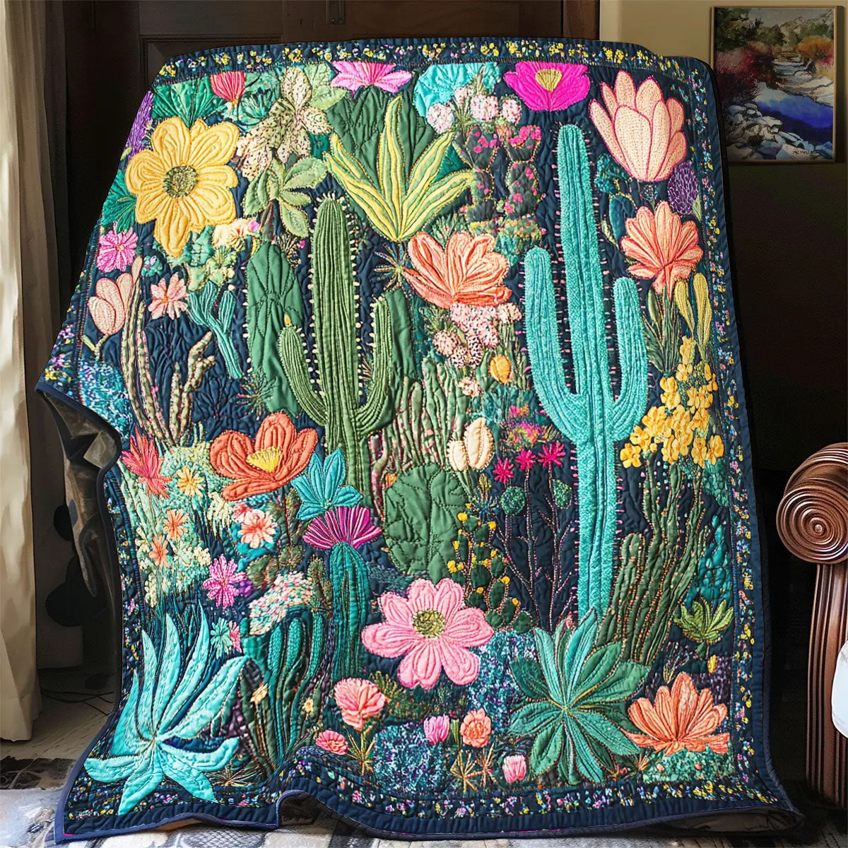 Cactus Quilted Throw Blankets Gift For Daughter In Law On Mother'S Day