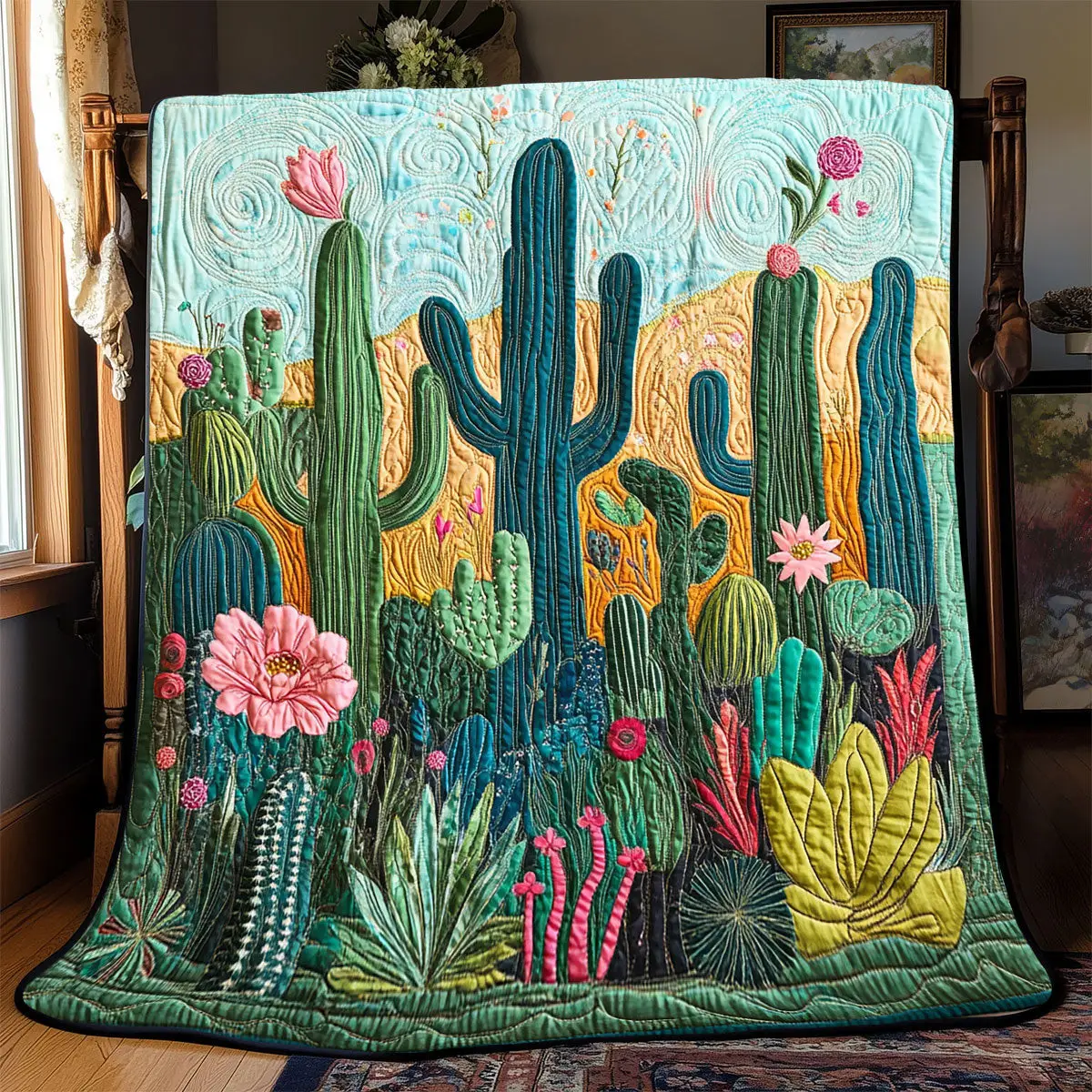 Cactus Quilted Throw Blankets Good Father's Day Presents Cactus Quilted Throw Blankets Good Father's Day Presents - Image 1