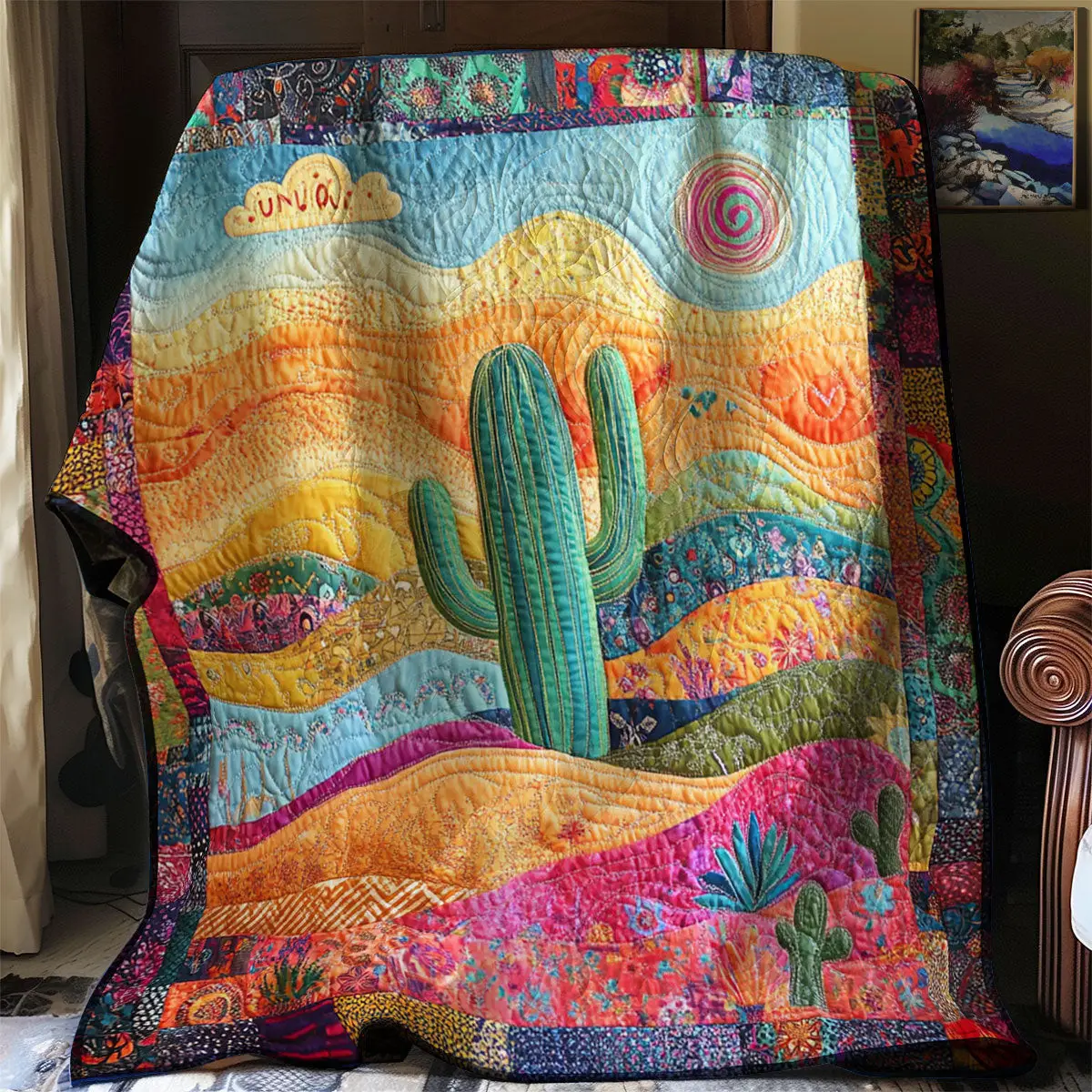 Cactus Sunset Quilt Luxury Throw Blankets Mother's Day Gifts For Daughter