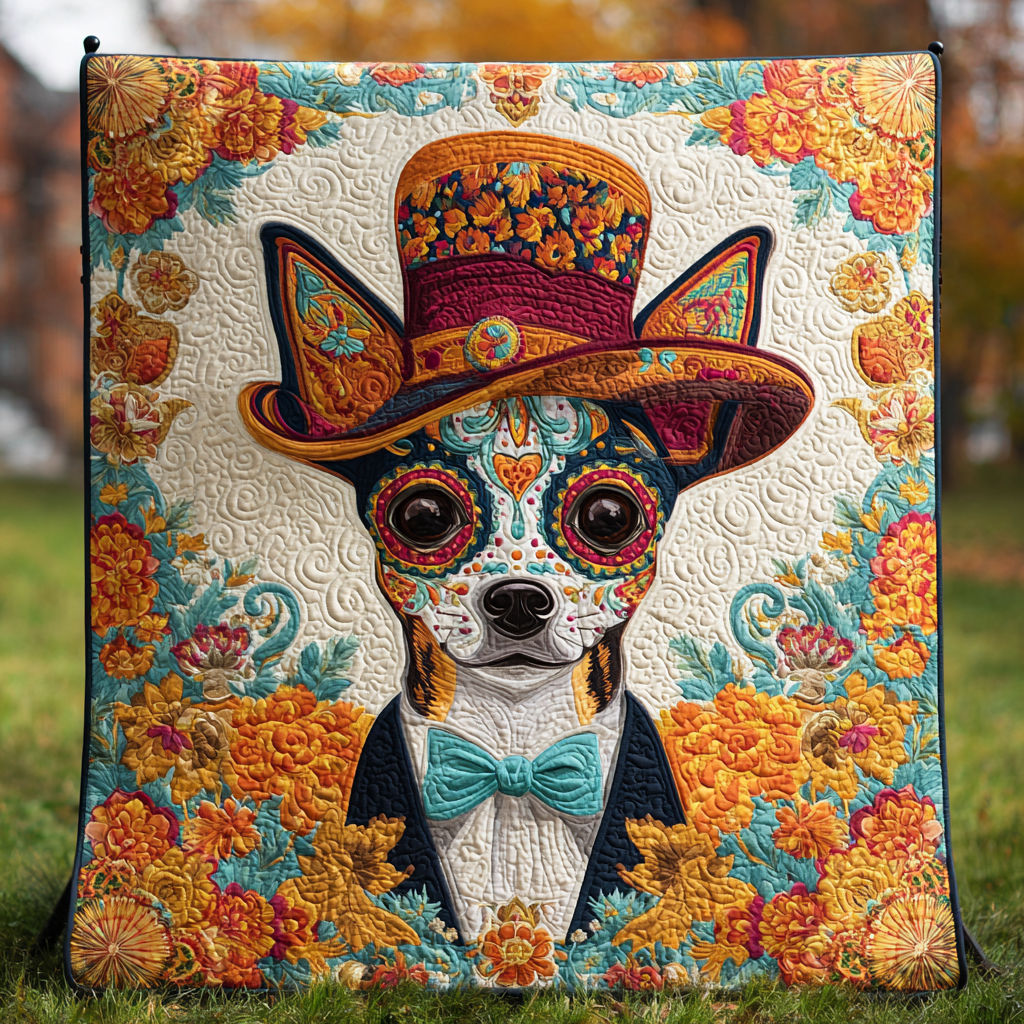 Calavera Canine Quilted Blanket Xmas Holiday Good Family Gifts For Christmas Calavera Canine Quilted Blanket Xmas Holiday Good Family Gifts For Christmas - Image 1