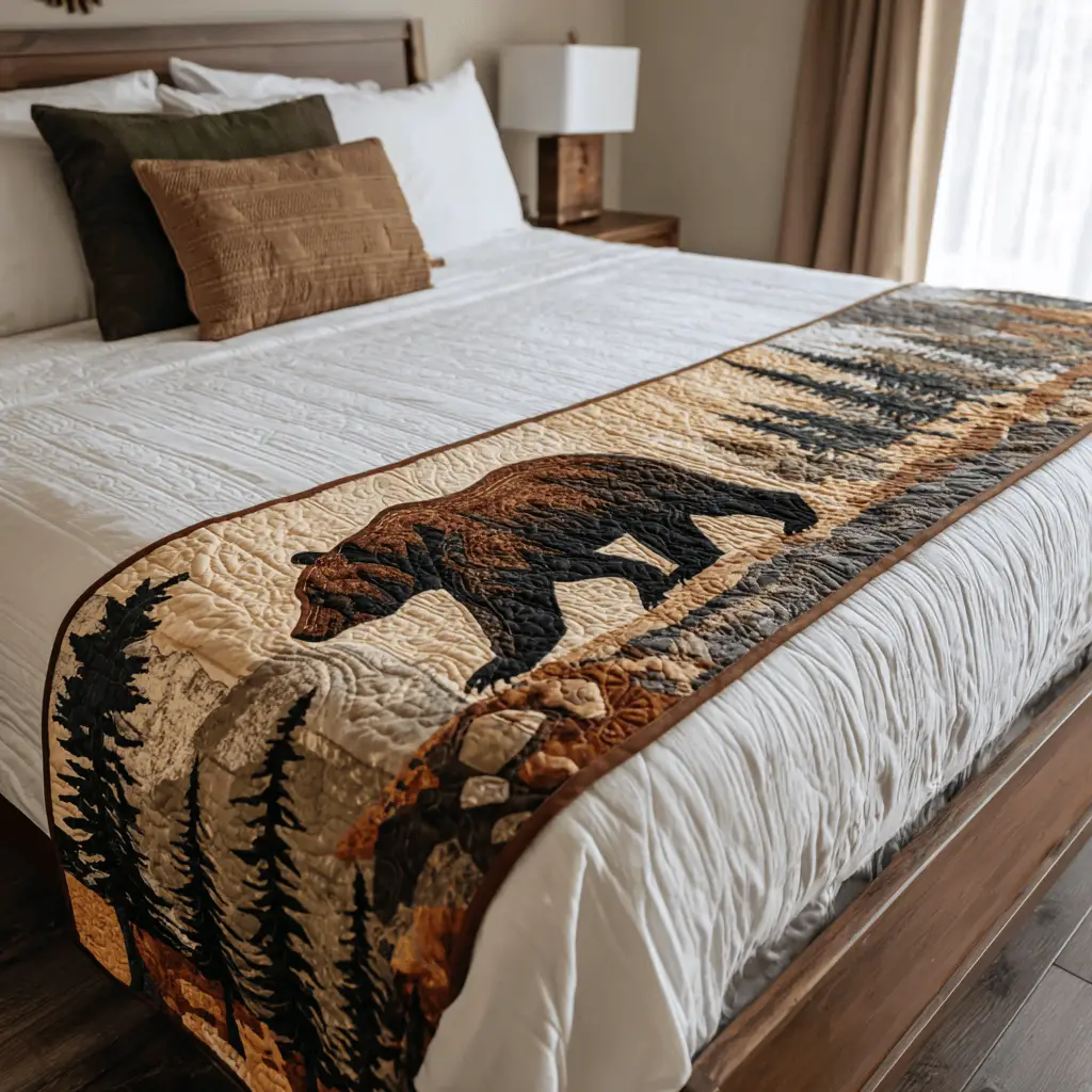 Call of the Wild Quilted Bed Runner Call of the Wild Bear Themed Gift