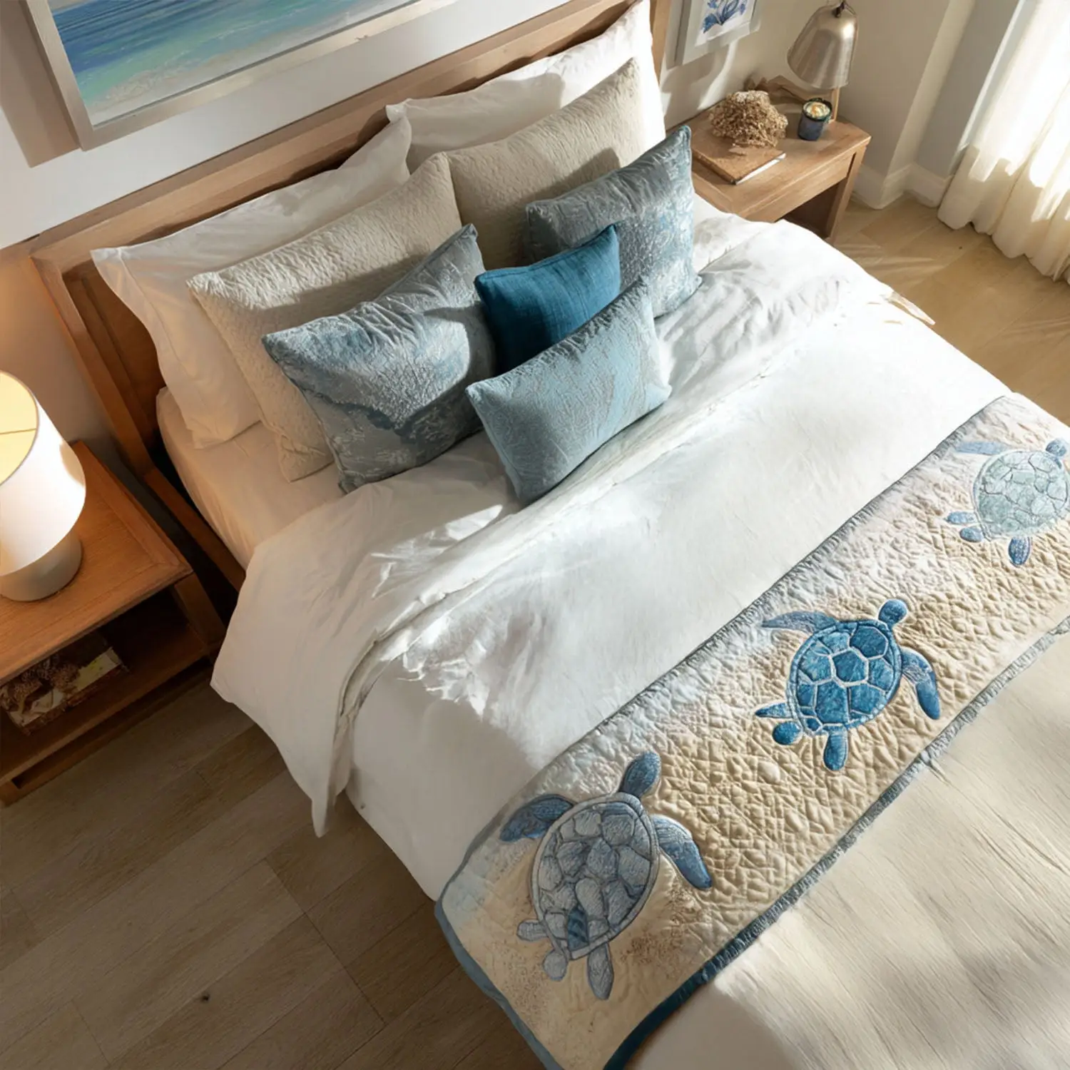 Calm Currents Quilted Bed Runner Calm Currents Ocean Gift