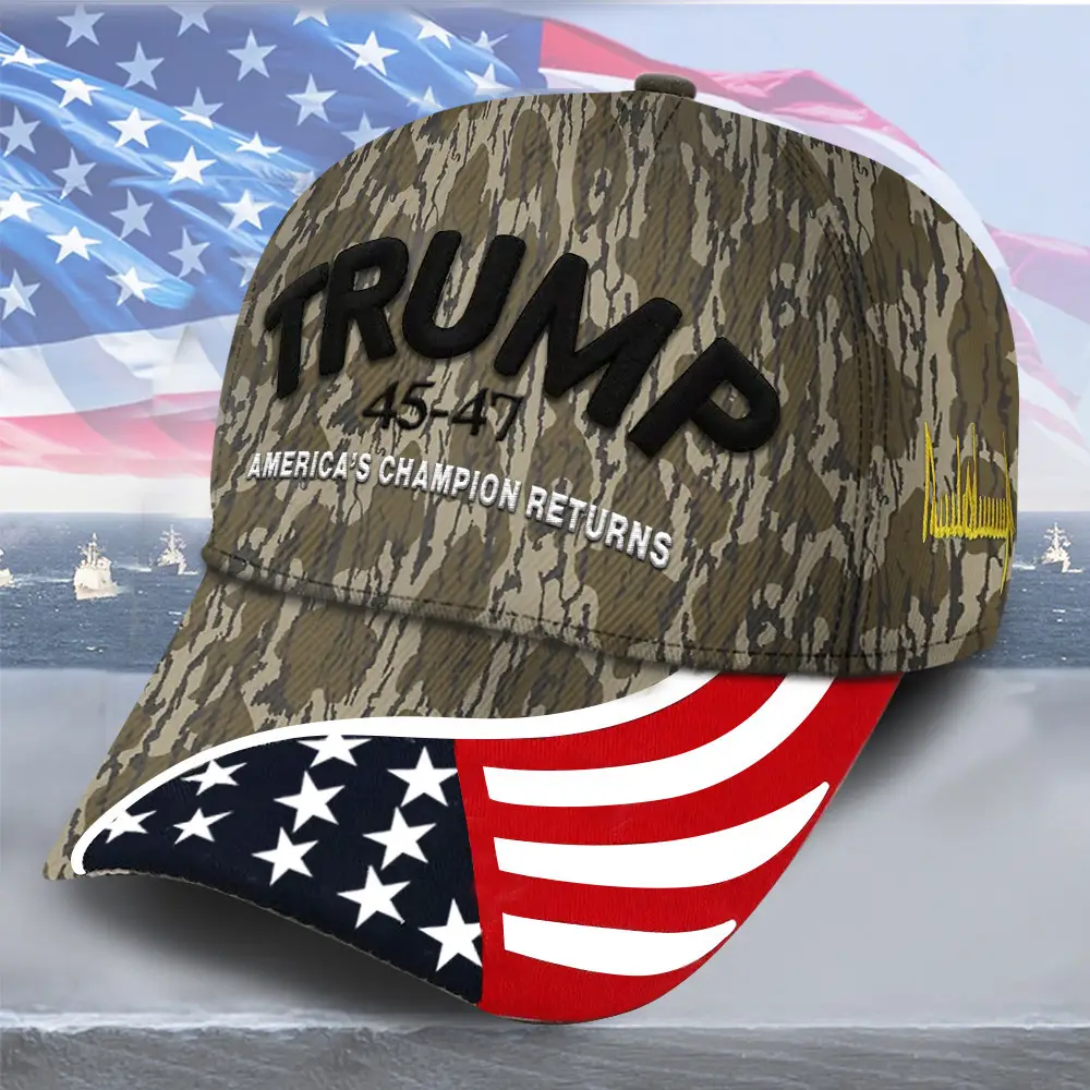 Camo Trump Won Hat Embroidered America's Champion Returns 45-47 Hat Trump Victory 47 Merch Camo Trump Won Hat Embroidered America's Champion Returns 45-47 Hat Trump Victory 47 Merch - Image 1