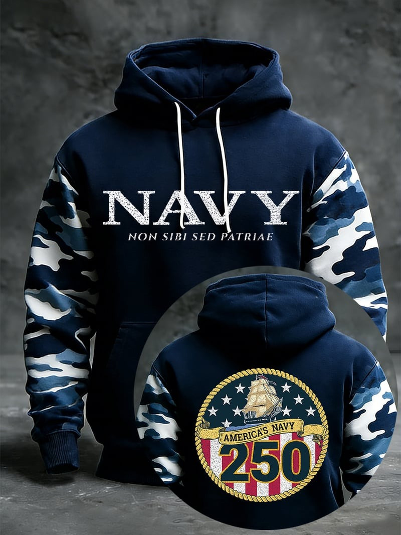 Camouflage Navy Hoodie Commemorating 250th Anniversary Apparel Gift For Him