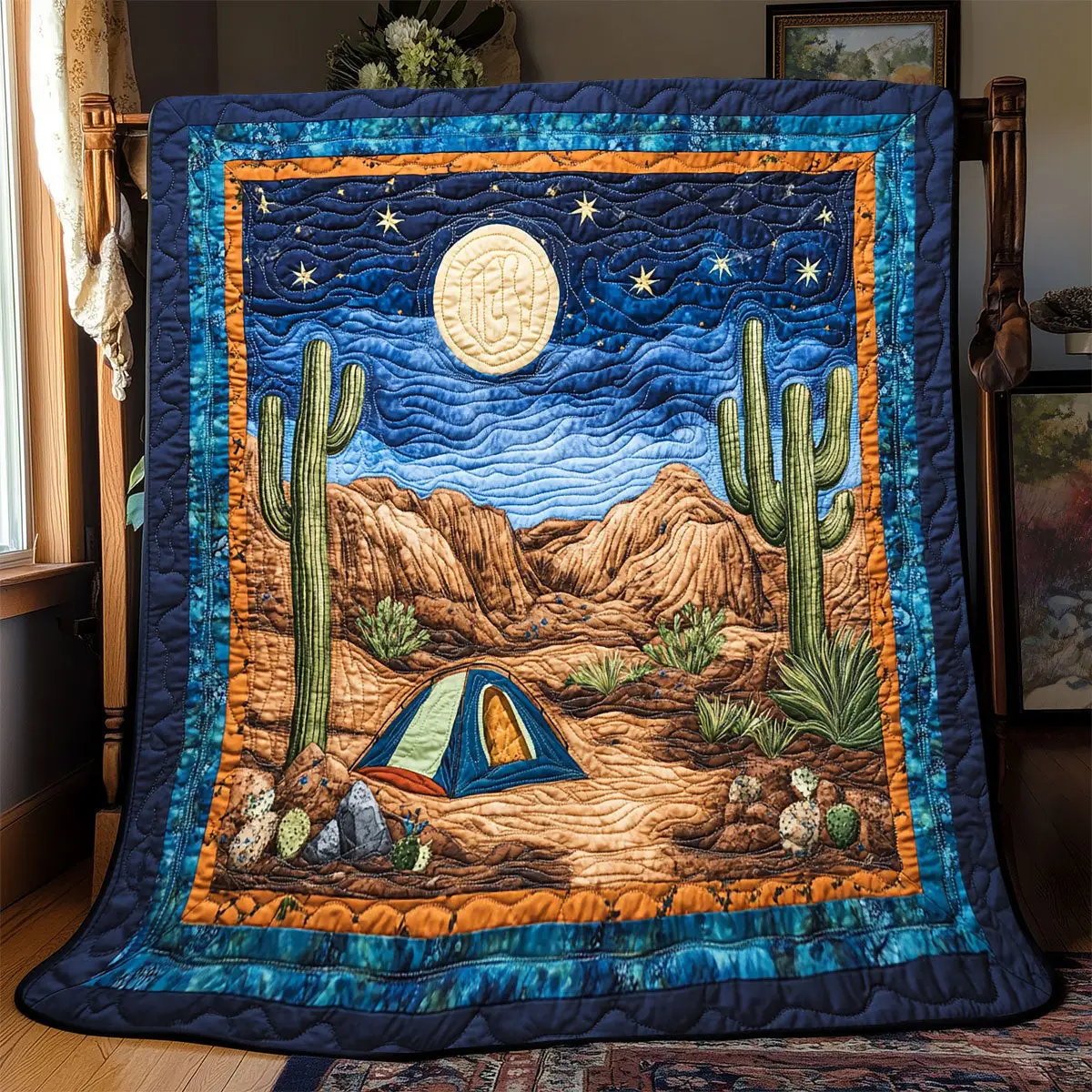 Camping In Desert Quilt Blanket For Couch Mother's Day Presents For Grandma