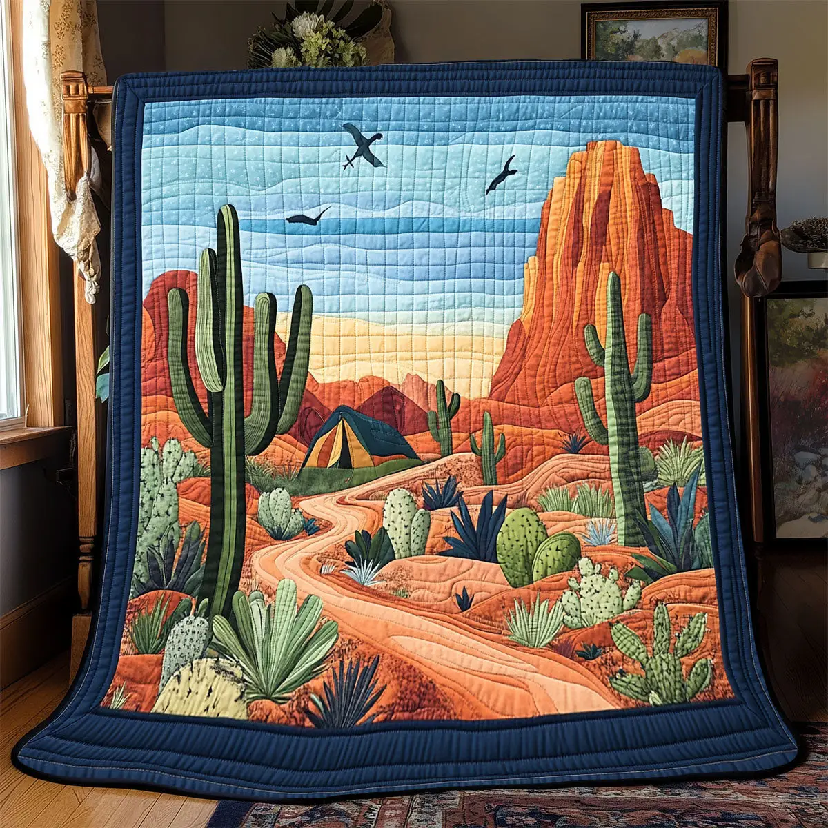 Camping In Desert Quilt Luxury Throw Blankets Mother's Day Presents For Mom