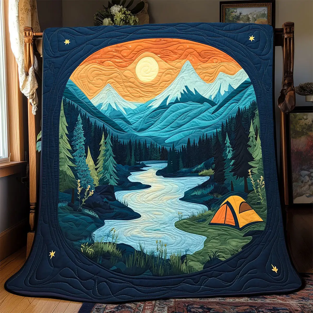 Camping Mountain Quilt Luxury Throw Blankets Mother's Day Gifts For Daughter