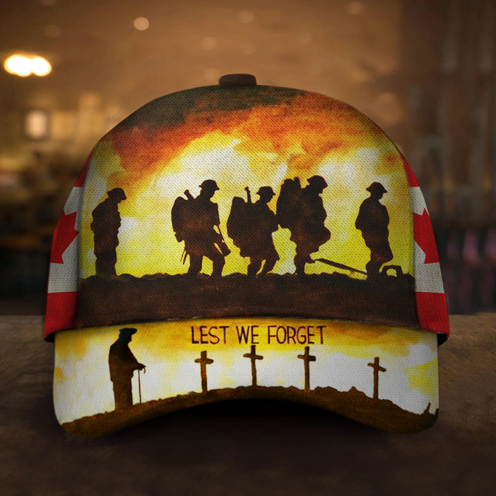 Canada Veterans Lest We Forget Hat Honoring Soldiers Memorial Merch Mens Canada Veterans Lest We Forget Hat Honoring Soldiers Memorial Merch Mens - Image 1