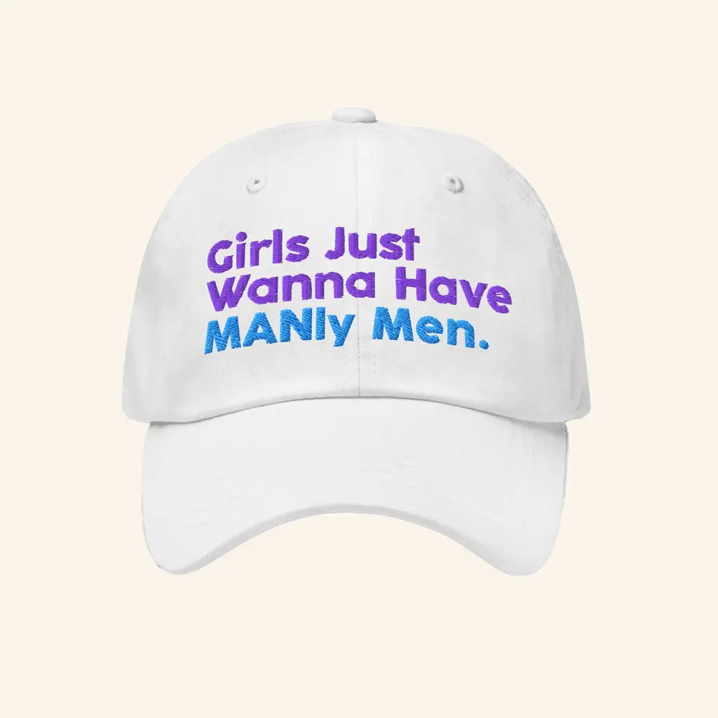 Candace Owens Merch Girls Just Wanna Have Manly Men Embroidered Hat Gifts For Him -WearandDecor Candace Owens Merch Girls Just Wanna Have Manly Men Embroidered Hat Gifts For Him -WearandDecor - Image 1