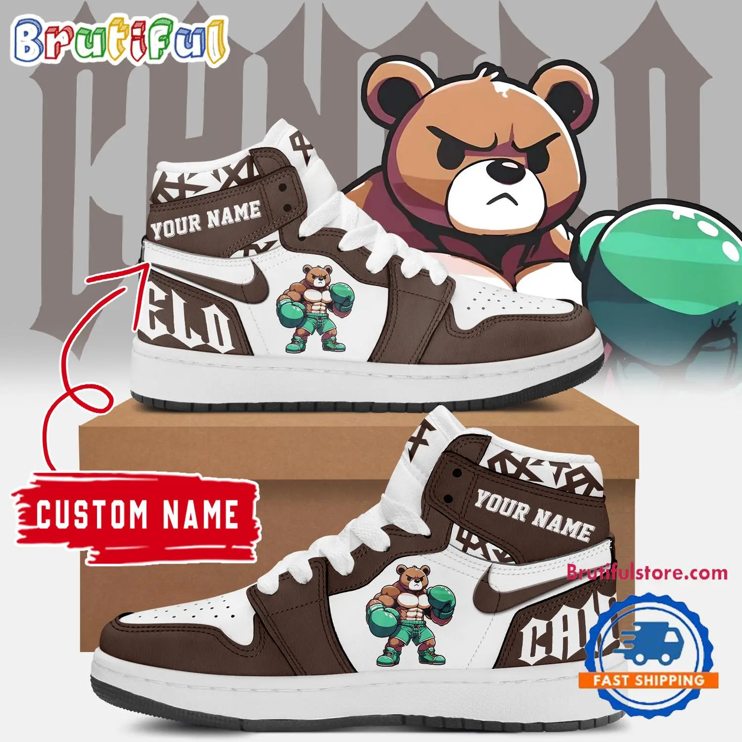 Canelo Alvarez Shoes, Canelo Bear Air Jordan 1 Hightop Shoes Canelo Alvarez Shoes, Canelo Bear Air Jordan 1 Hightop Shoes - Image 1