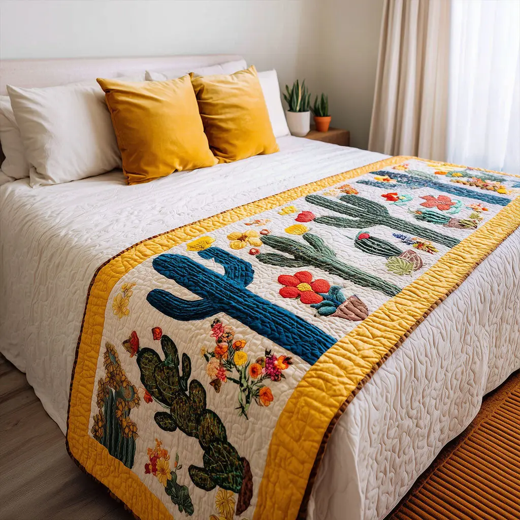 Canyon Bloomscape Quilted Bed Runner Canyon Bloomscape Floral Gift