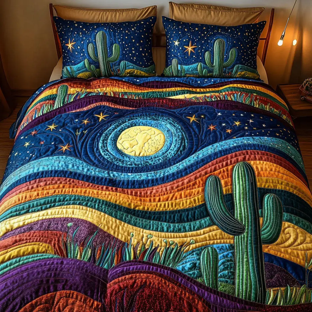 Canyon Dream Quilted Bedding Set Bedroom Decor Christmas Cactus Gift Canyon Dream Quilted Bedding Set Bedroom Decor Christmas Cactus Gift - Image 1