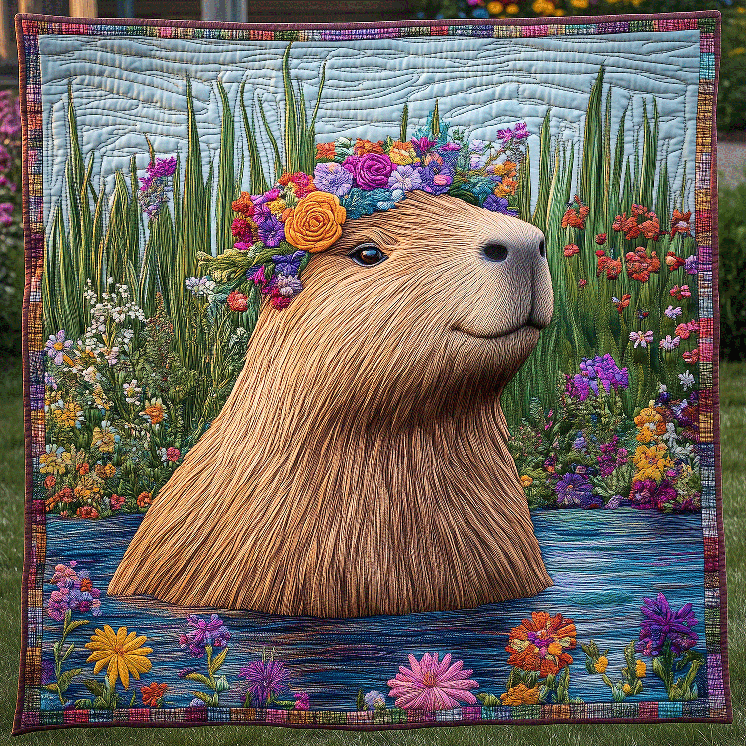 Capybara Bliss Quilted Blanket Christmas Room Decor Gifts For Capybara Lovers