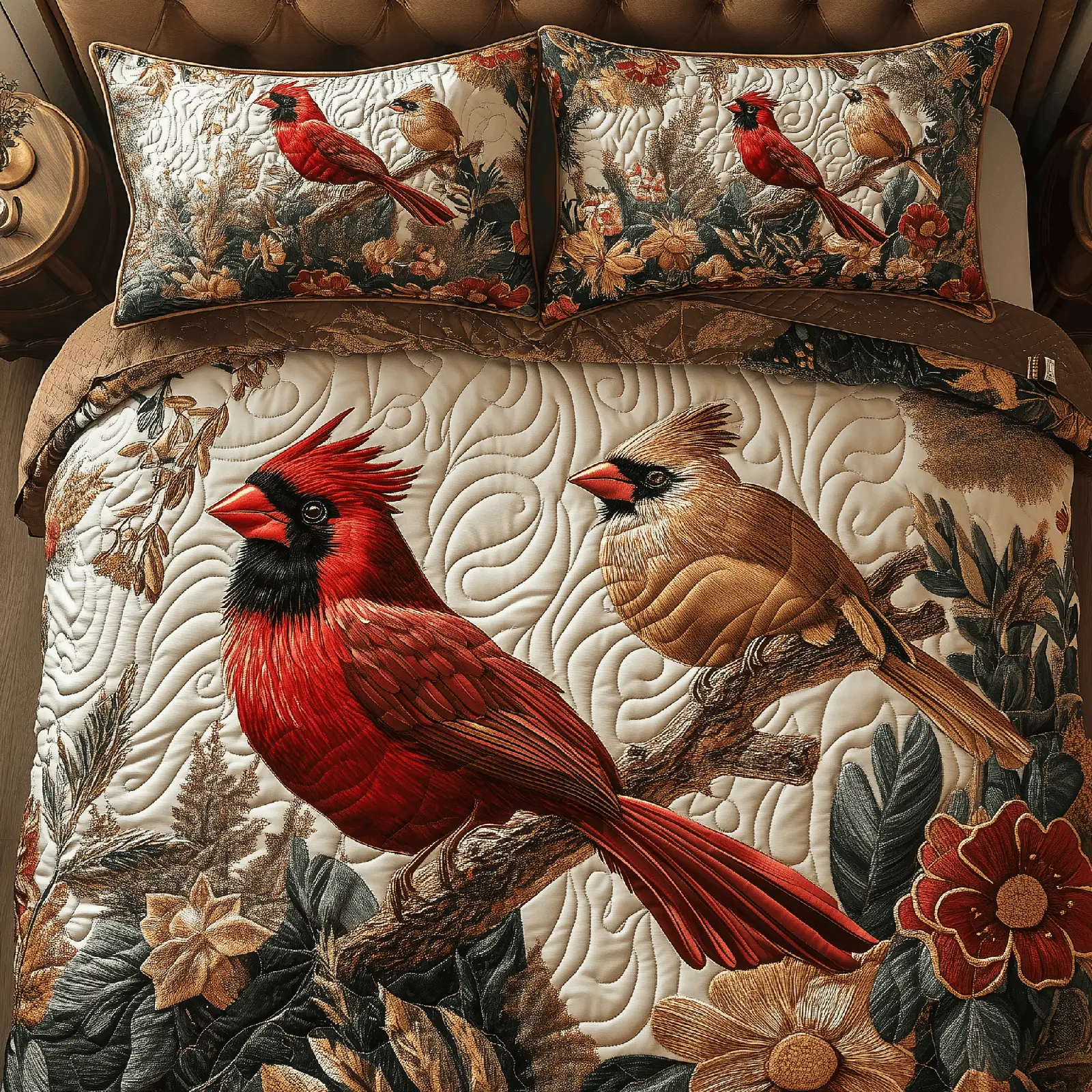 Cardinal Love Dance Quilted Bedding Set Best Ideas For Parent Valentine Present