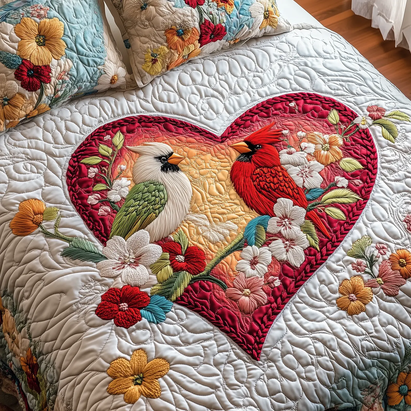 Cardinal Romance Haven Quilted Bedding Set Bedding Ideas Valentine's Day Ideas Gifts