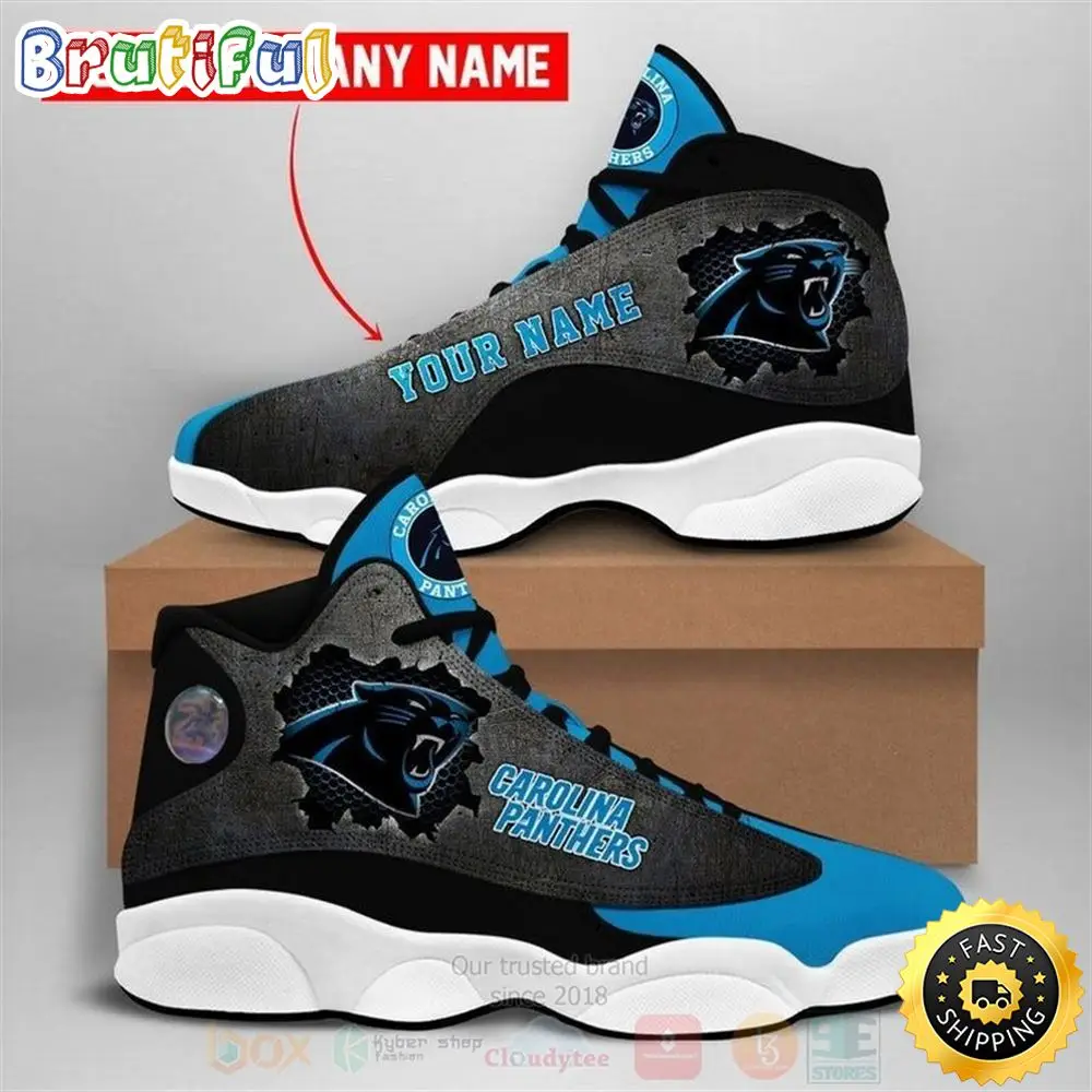 Carolina Panthers Nfl Football Team Custom Name Air Jordan 13 Shoes Carolina Panthers Nfl Football Team Custom Name Air Jordan 13 Shoes - Image 1