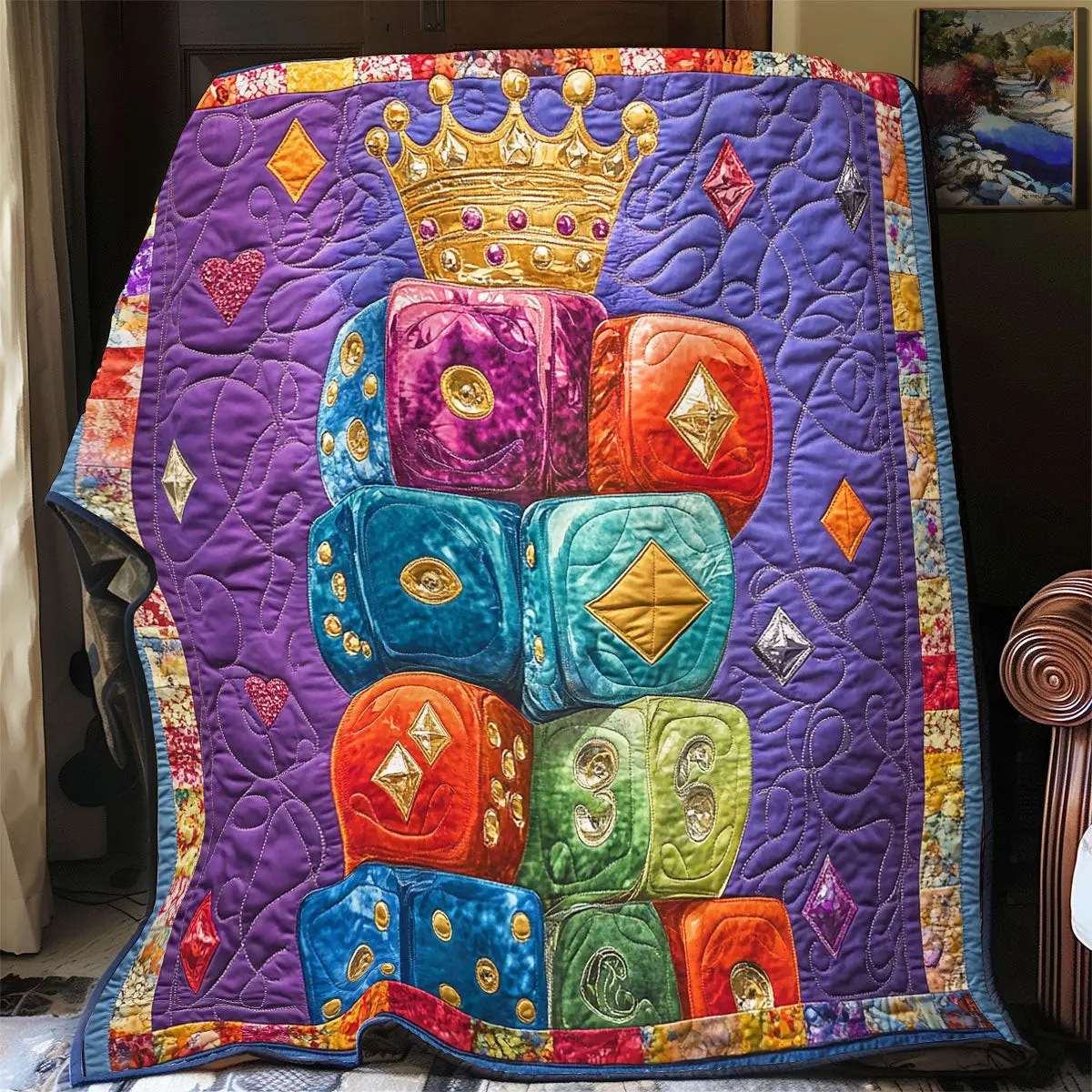 Casino Dice Quilt Blankets Throws And Blankets Father's Day Presents For Son