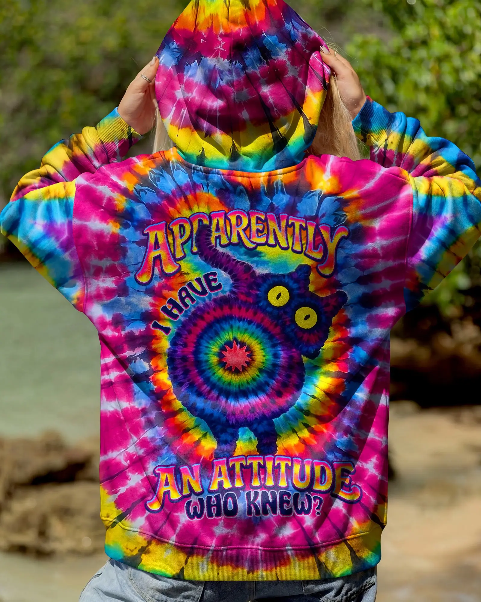 Cat Apparently I Have An Attitude Tie-Dye Hoodie Fun Psychedelic Pullover Gift For Cat Lover Cat Apparently I Have An Attitude Tie-Dye Hoodie Fun Psychedelic Pullover Gift For Cat Lover - Image 1
