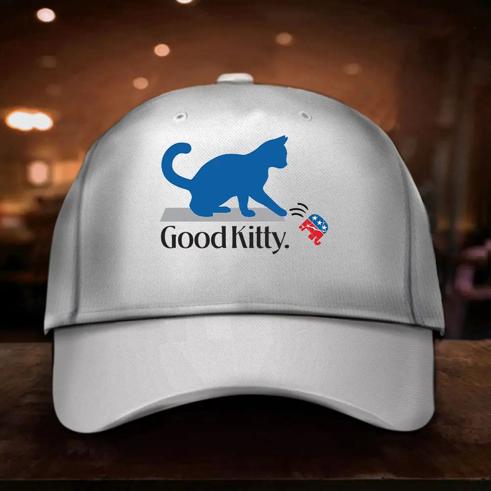 Cat Ladies For Kamala Good Kitty Knocking Republican Off Hat Anti-Trump Funny Election 2024 Hat