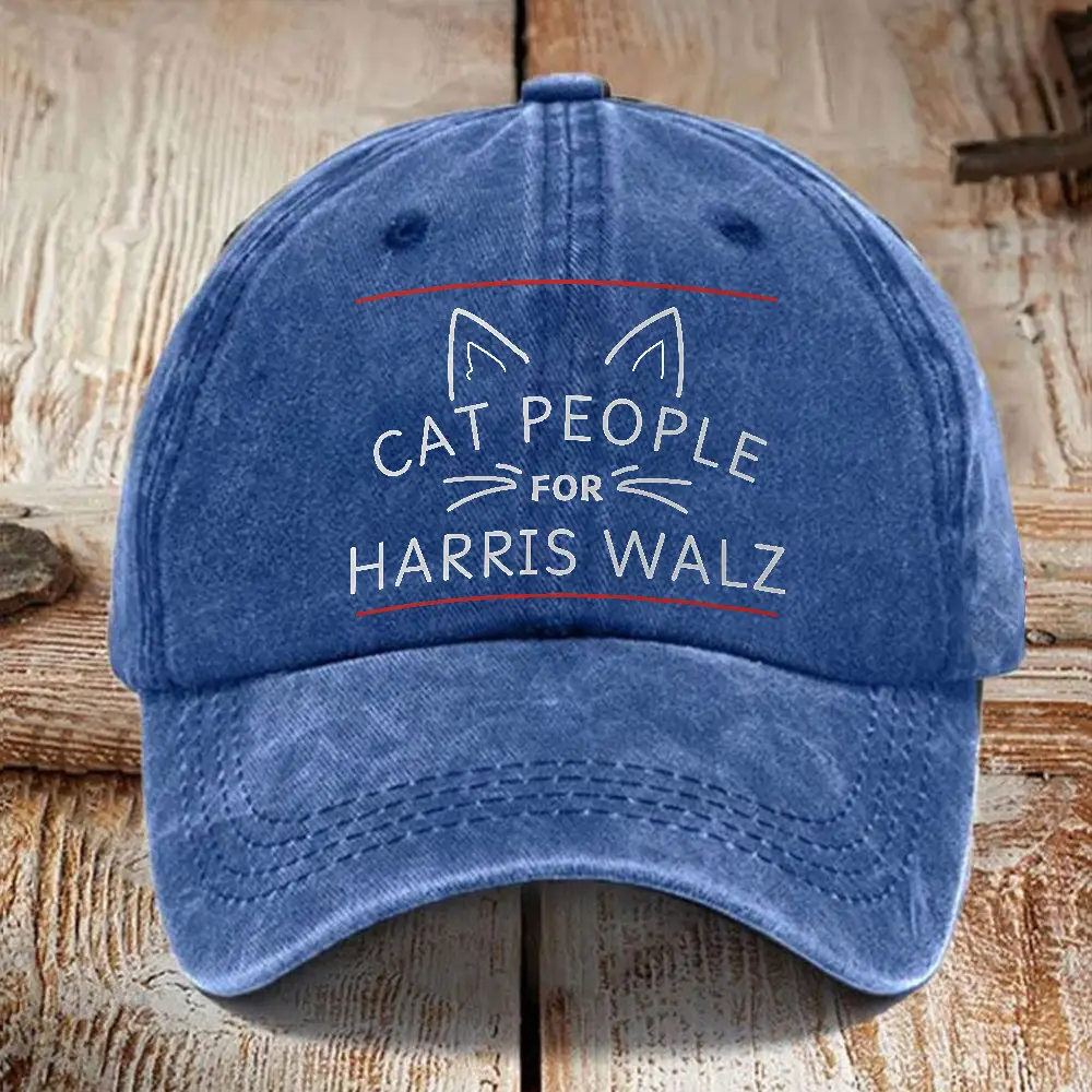 Cat People For Harris Walz Hat Hat Harris Walz 2024 Supporters Hat Gifts For Dad