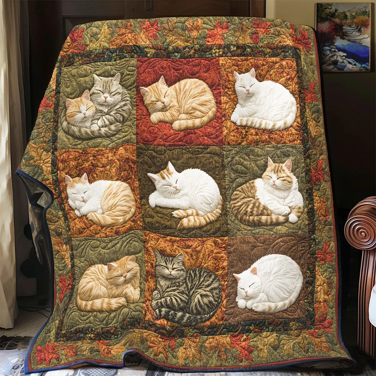 Cat Sleeping Quilt Blankets Best Throw Blanket Perfect Mother' Day Gifts