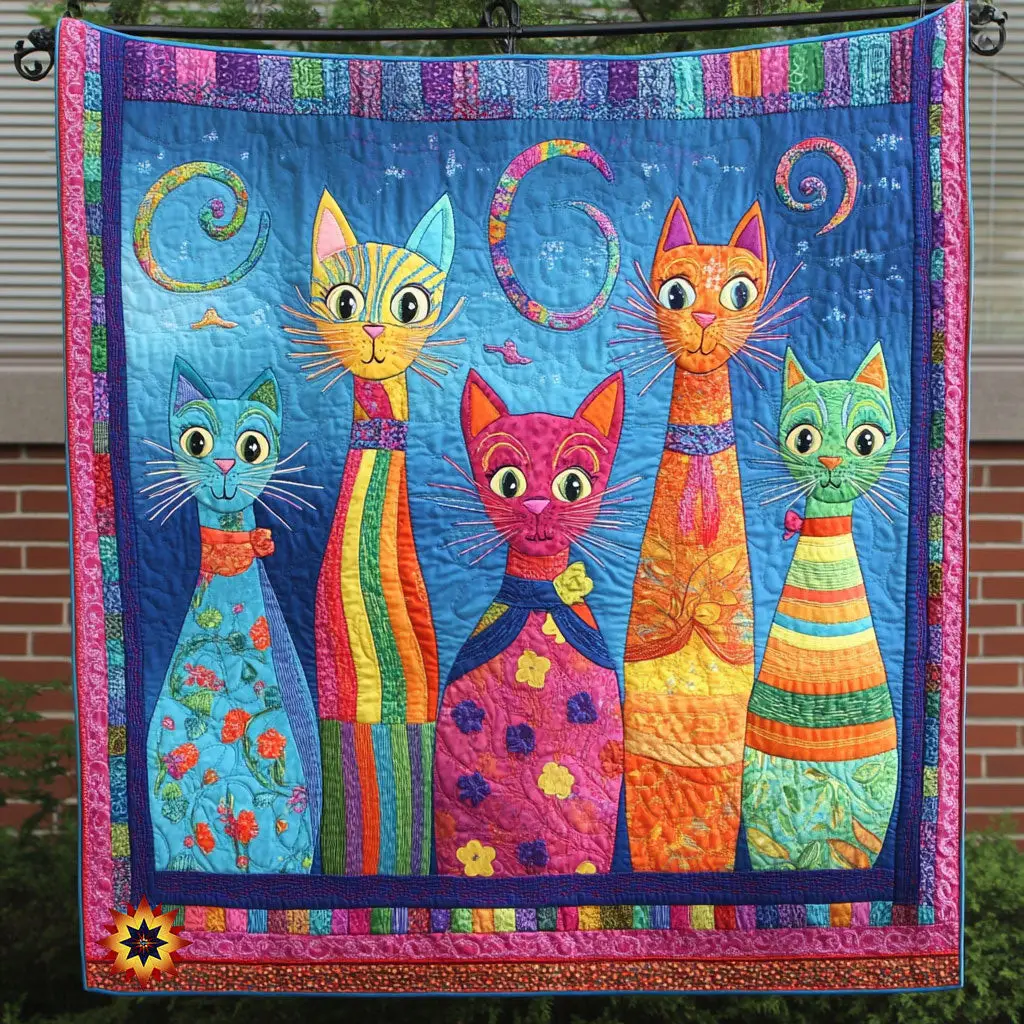 Cat The Family Quilt Blanket Bedoom Decor Abstract Design Holiday Gifts For Cat Lovers Cat The Family Quilt Blanket Bedoom Decor Abstract Design Holiday Gifts For Cat Lovers - Image 1