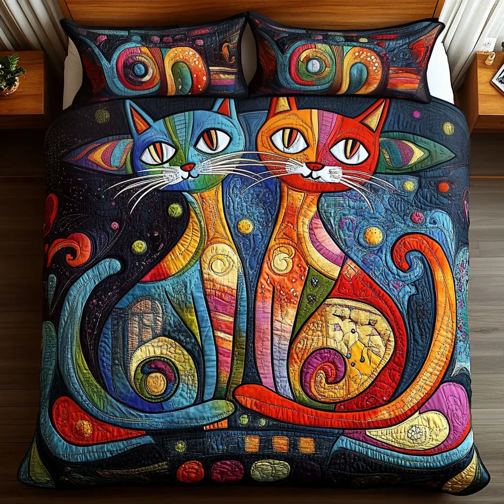 Cat Whiskered Love Quilted Bedding Set Top Ideas For Mother In Law Valentine Day