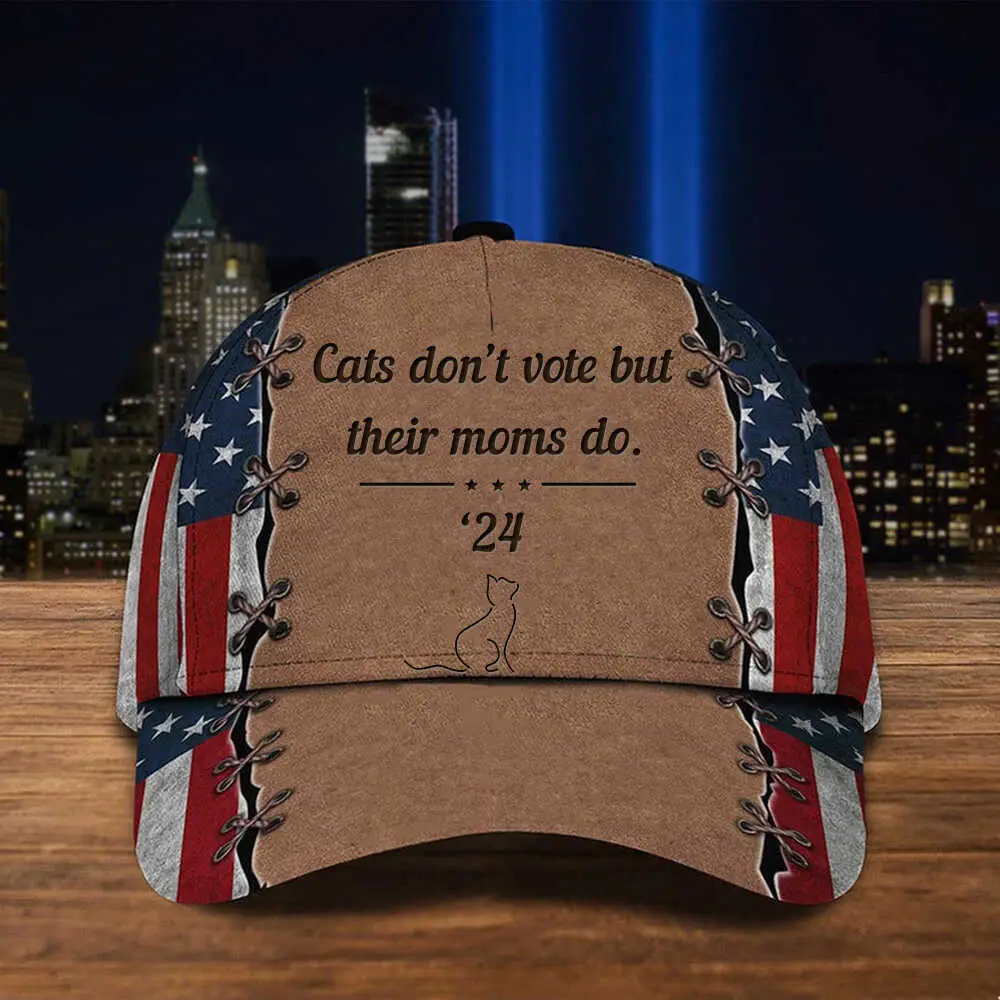 Cats Don't Vote But Their Moms Do 24 Hat Childless Cat Lady For Harris Hat American Flag Cap