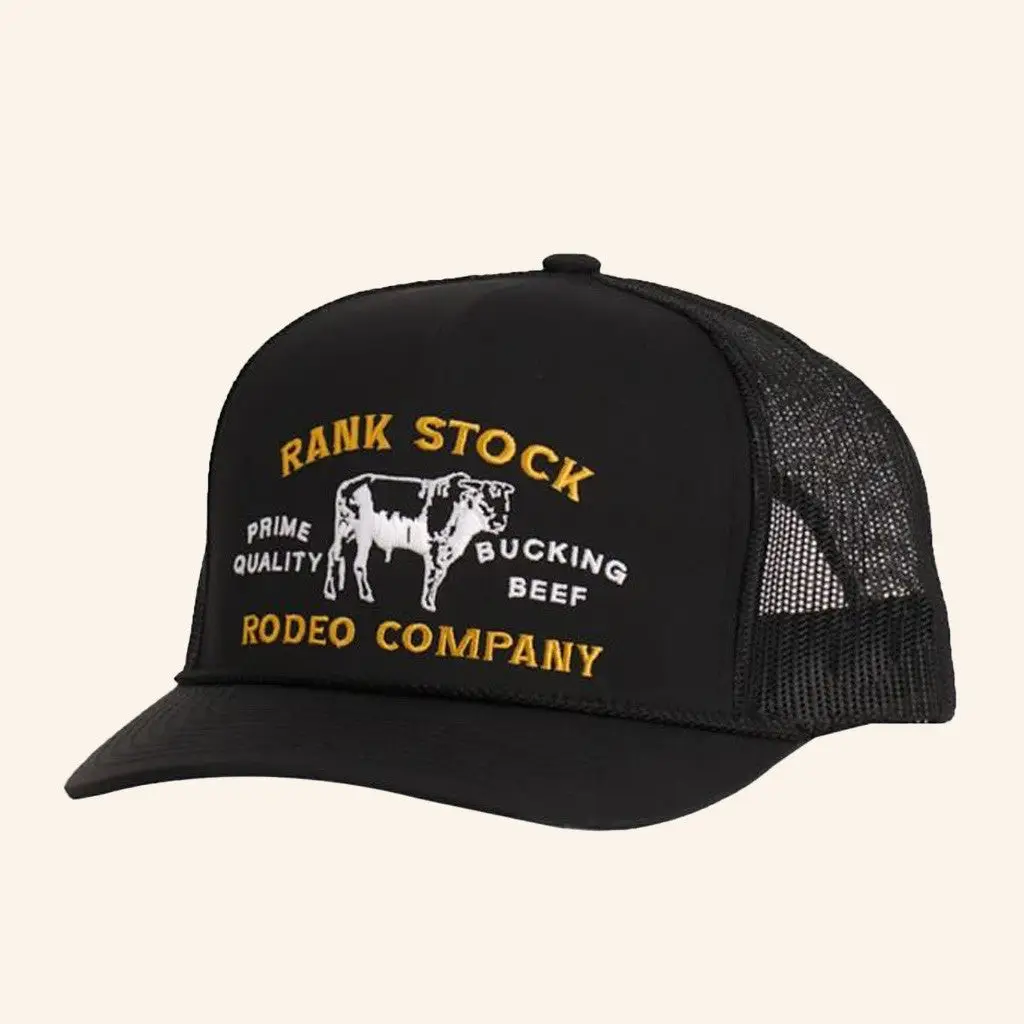 Cavender's Merch Hooey Black Rank Stock Rodeo Co Patch Mesh Cap Embroidered Gift For Him -WearandDecor