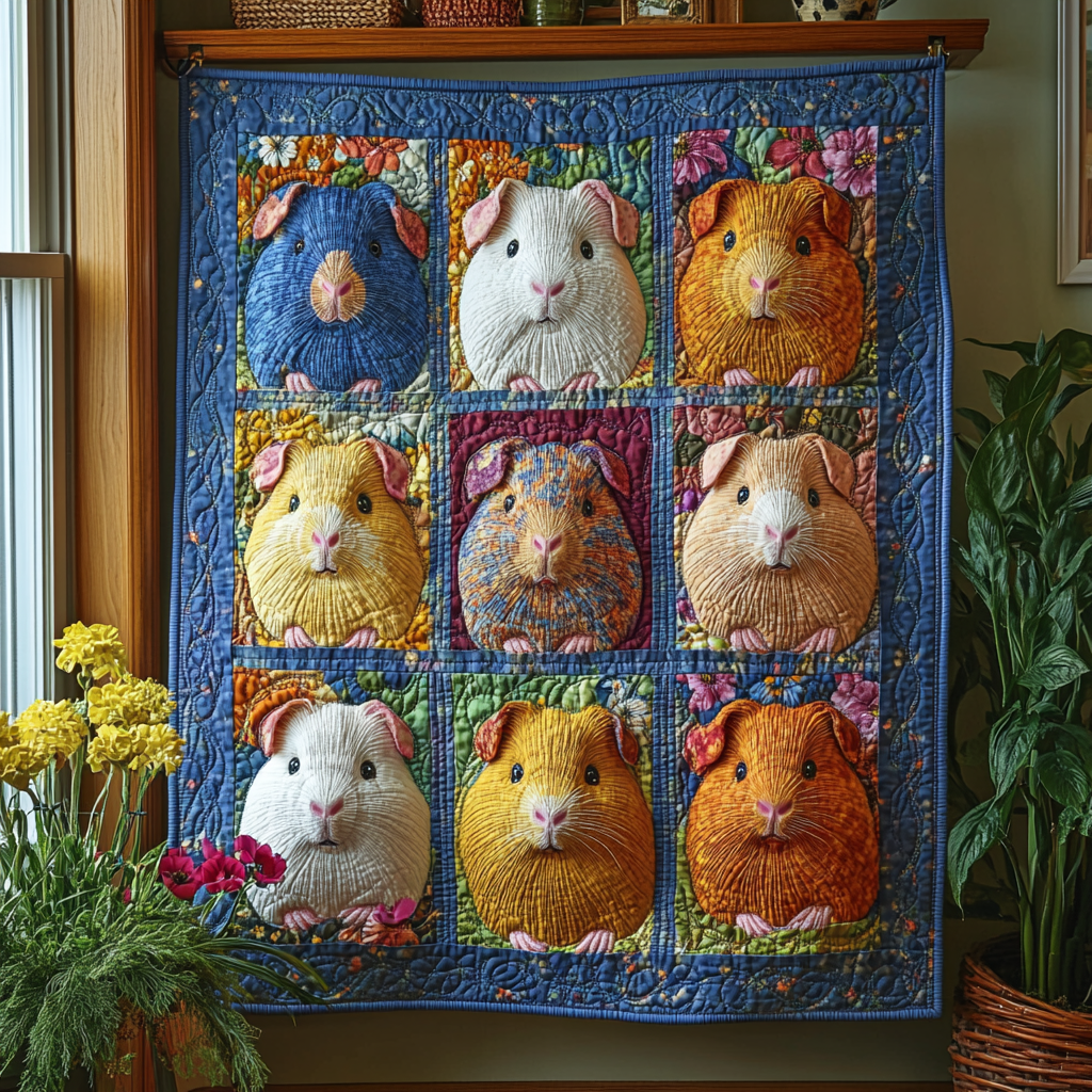 Cavy Wonderland Quilted Blanket Holiday Throw Blanket Present Ideas For Animal Lovers