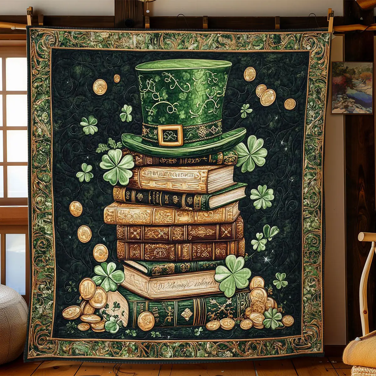 Celtic Book Charm Quilted Blanket Modern Home Decor St Pats Gifts For Friends