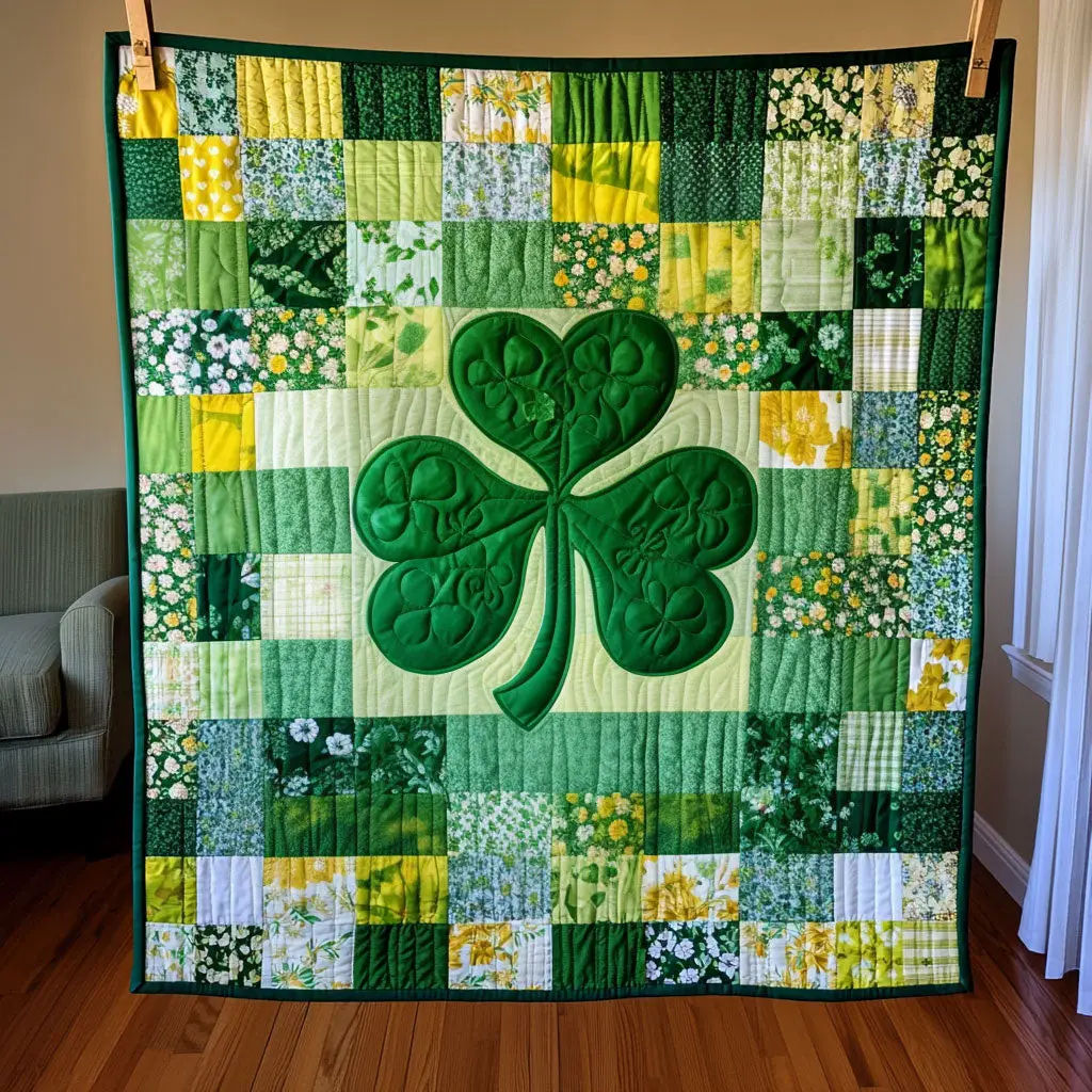 Celtic Charm Quilted Blanket Shamrock St Patrick's Day Gift For Wife