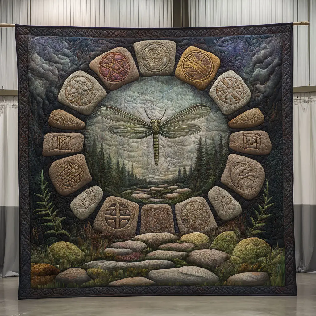 Celtic Circle Dragonfly Quilt Unique Holiday Gift Idea with Quilt Blanket