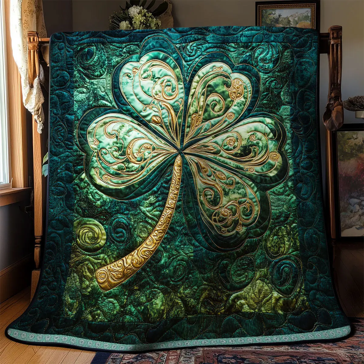 Celtic Clover Glow Quilt Blanket Cute Soft Blanket St Patrick'S Day Present Ideas