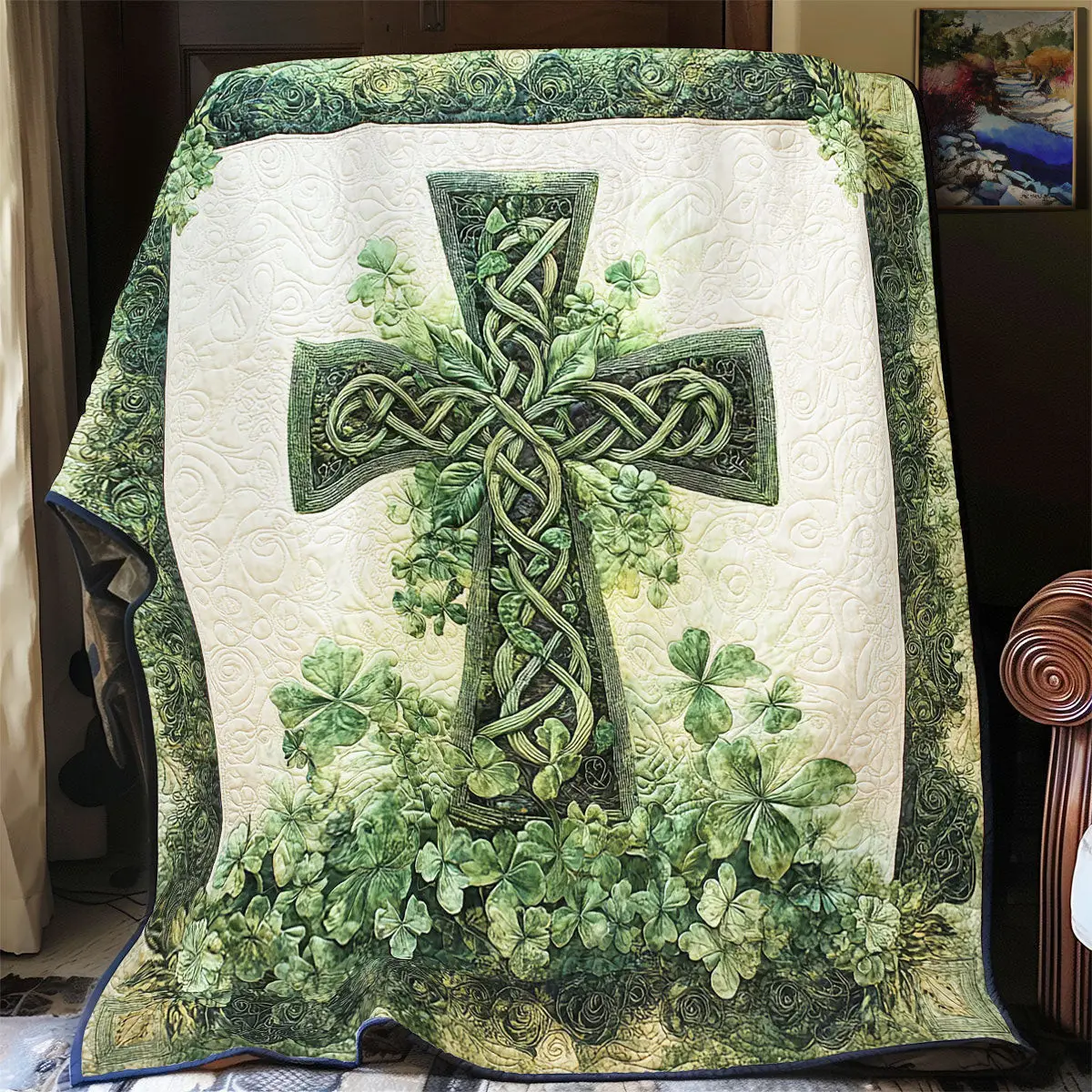 Celtic Cross Quilt Blankets Throws And Blankets Special Present For Mum Celtic Cross Quilt Blankets Throws And Blankets Special Present For Mum - Image 1