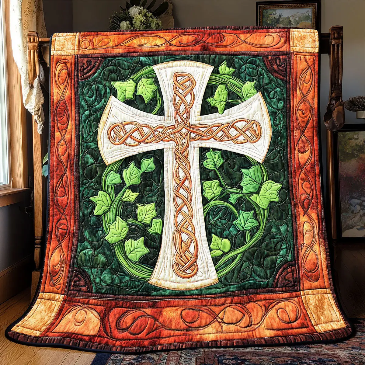 Celtic Cross Quilted Throw Blankets Best Father's Day Gifts For Grandpa