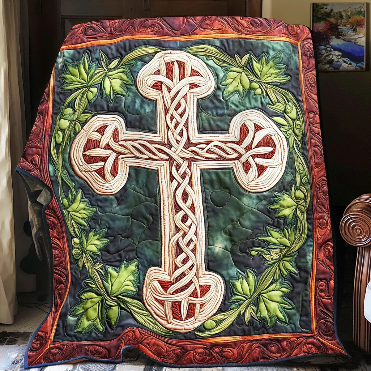 Celtic Cross Quilted Throw Blankets Gift For Daughter In Law On Mother'S Day