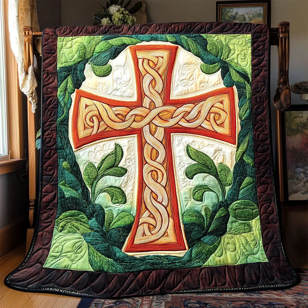 Celtic Cross Quilted Throw Blankets Mothers Day Gift For New Mother Celtic Cross Quilted Throw Blankets Mothers Day Gift For New Mother - Image 1