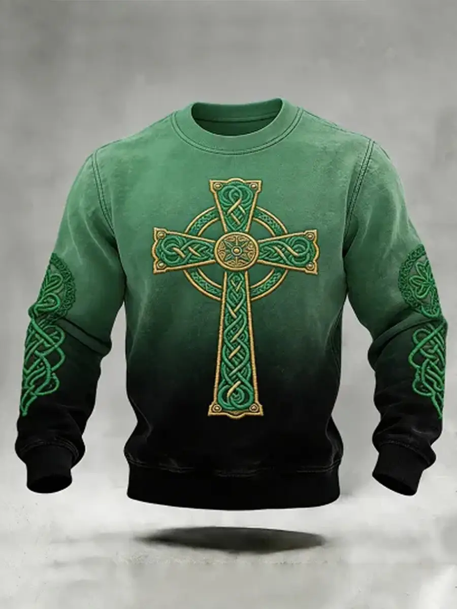 Celtic Cross Sweatshirt St Patrick’s Day Apparel For Men Best Christian Gifts