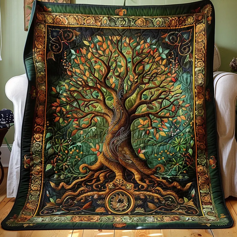Celtic Knot Tree Of Life Quilted Blanket Irish Heritage Throw Best Gift For Celtic Art Lover Decor