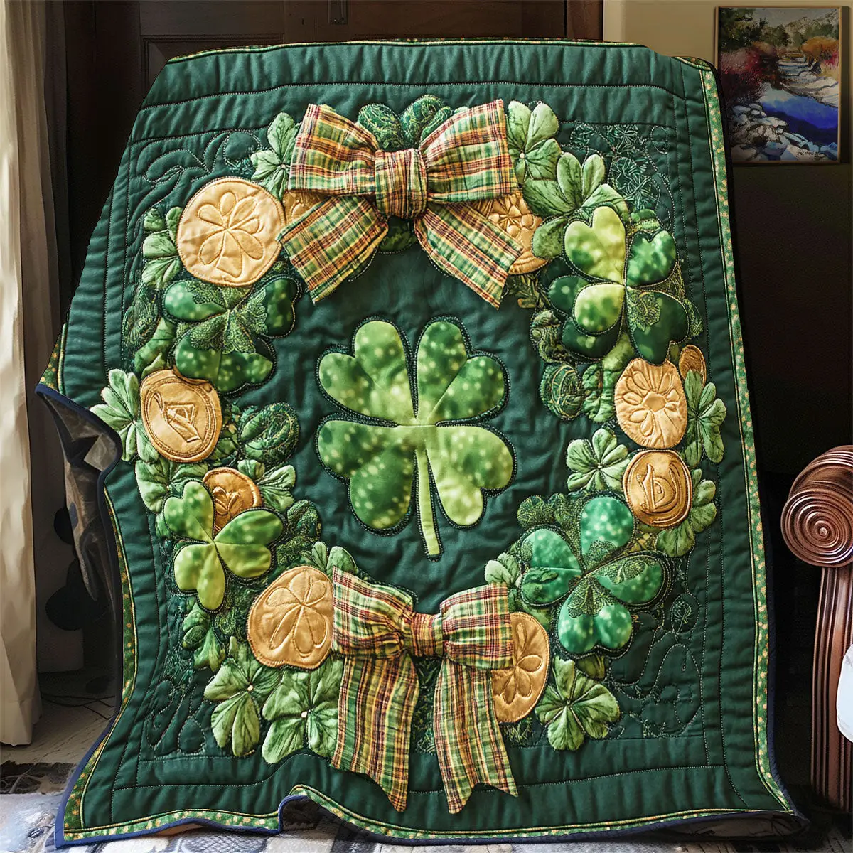 Celtic Wreath Quilt Blankets Special Birthday Gifts For Grandma Celtic Wreath Quilt Blankets Special Birthday Gifts For Grandma - Image 1