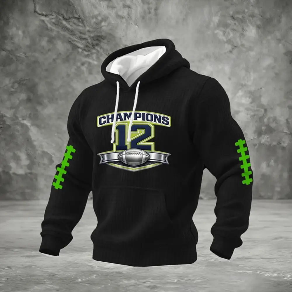Champions 12 Seattle Seahawks Hoodie Football Hooded Sweatshirt Seattle Seahawks Gear Champions 12 Seattle Seahawks Hoodie Football Hooded Sweatshirt Seattle Seahawks Gear - Image 1
