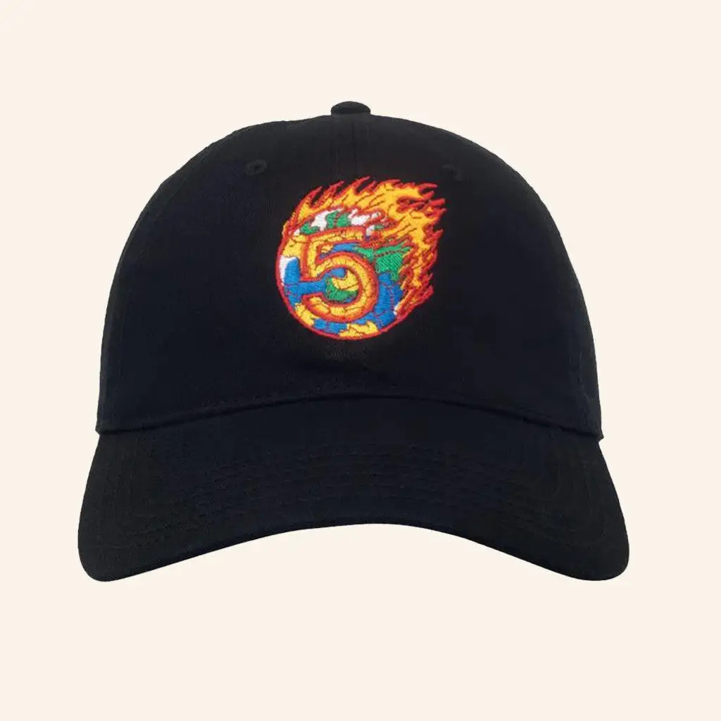 Channel 5 Merch Embroidered On Fire Black Hat Gifts For Dad -WearandDecor
