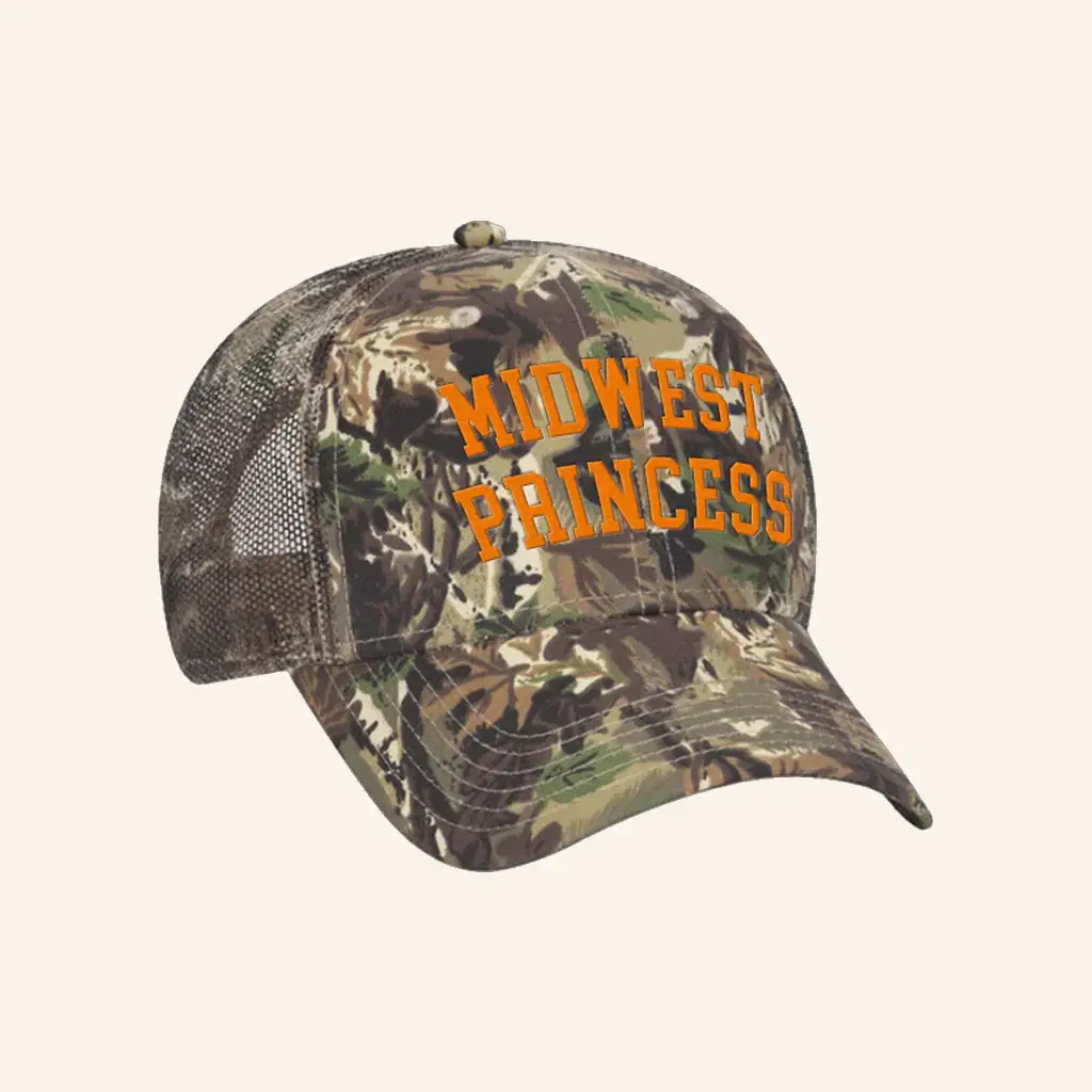 Chappell Roan Merch Midwest Princess Camo Trucker Hat Embroidered Gifts For Father - WearandDecor