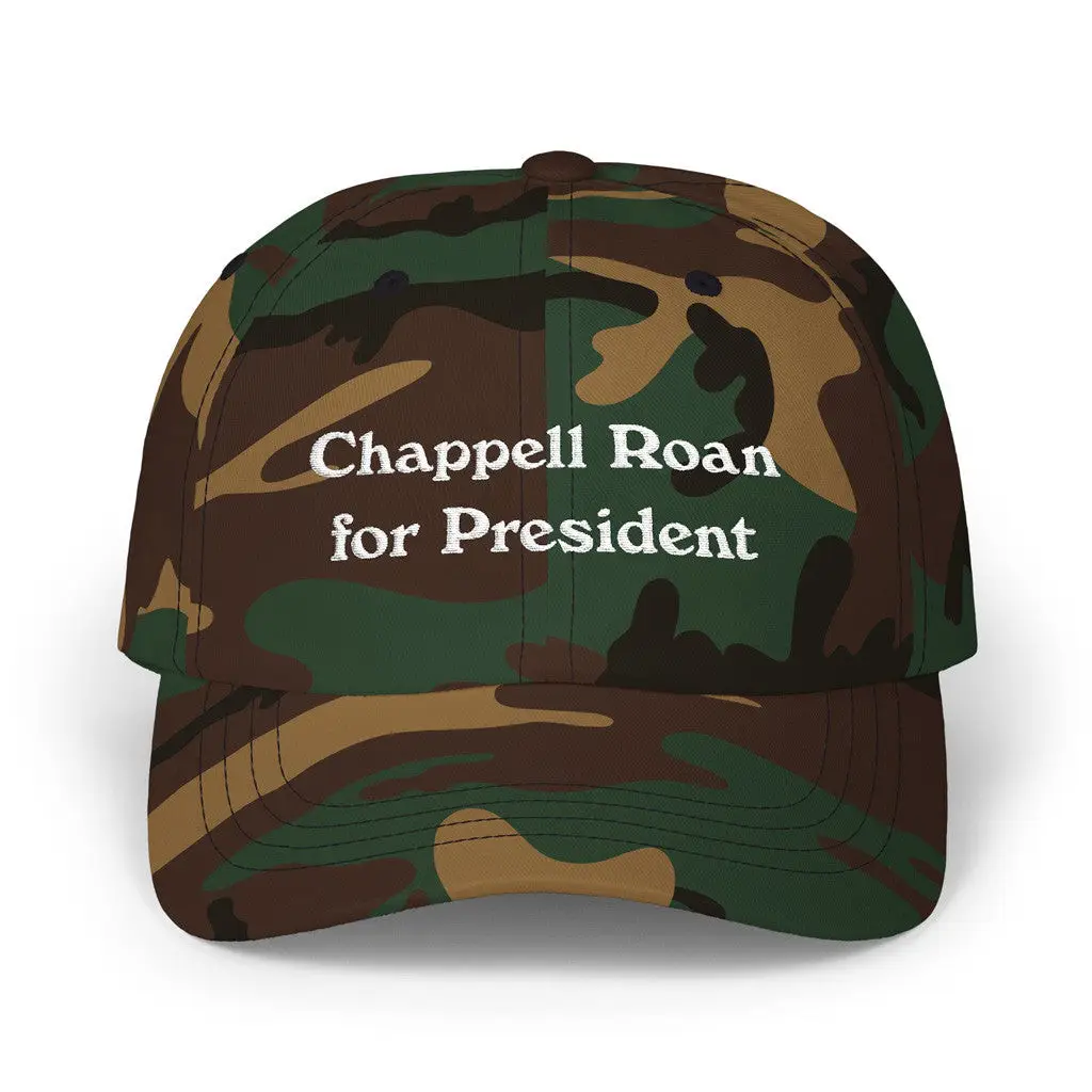 Chappell Roan Merch Tour 2025 Chappell Roan For President Embroidered Camo Hat -WearandDecor