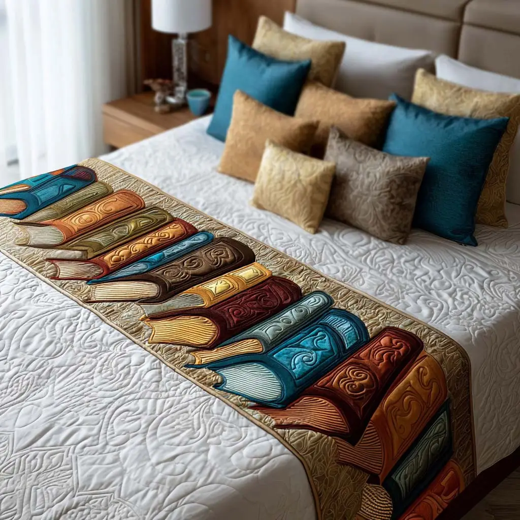 Chapter Nights Quilted Bed Runner Chapter Nights Home Gift for Readers Chapter Nights Quilted Bed Runner Chapter Nights Home Gift for Readers - Image 1