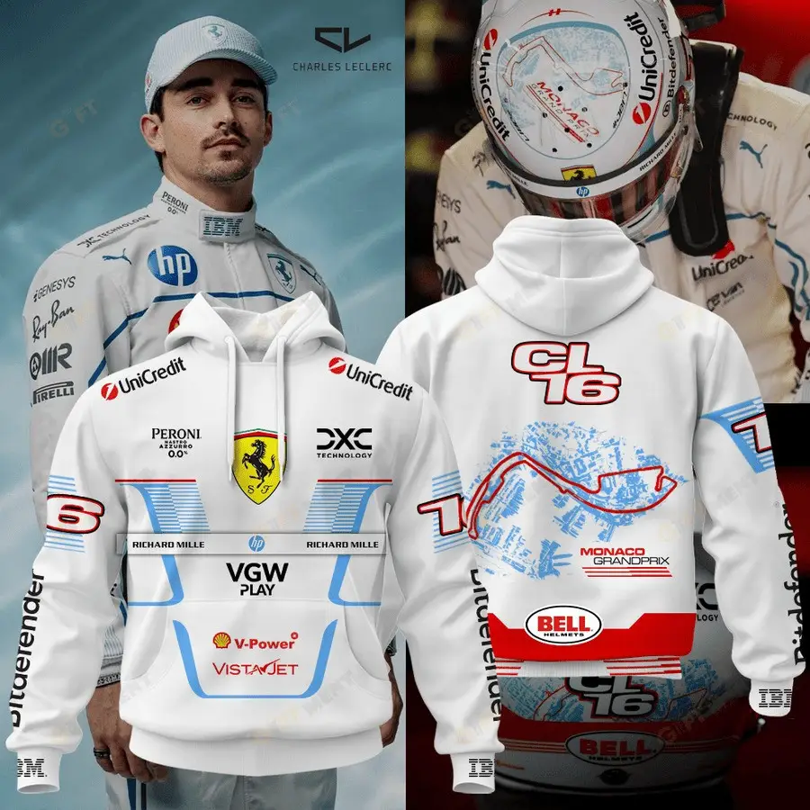 Charles Leclerc Monaco Grand Prix Hoodie Merch Apparel Gifts For Racing Lovers Fans